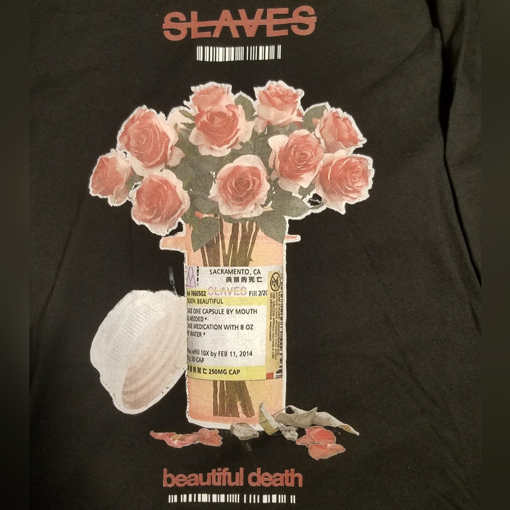 NEW! SLAVES - BEAUTIFUL DEATH LARGE LONG SLEEVE ALT METAL PUNK BAND BLACK SHIRT